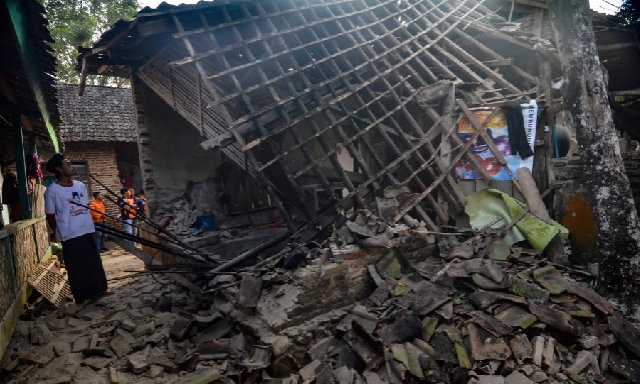 a damaged house in pandeglang banten province after a strong earthquake hit the area photo afp a damaged house in pandeglang banten province after a strong earthquake hit the area photo afp