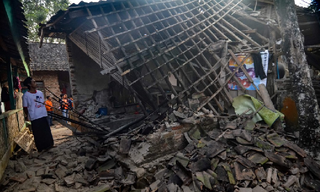 a damaged house in pandeglang banten province after a strong earthquake hit the area photo afp