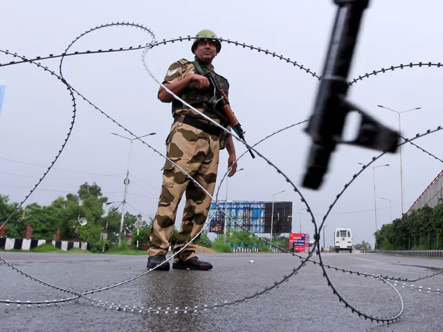 an indian soldier stands guard in occupied jammu and kashmir on august 7 photo afp an indian soldier stands guard in occupied jammu and kashmir on august 7 photo afp