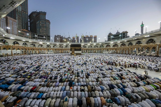 muslim pilgrims perform prayers around the kaaba islam 039 s holiest shrine at the grand mosque in saudi arabia 039 s holy city of mecca prior to the start of the annual hajj pilgrimage in the holy city photo afp