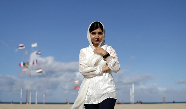 nobel prize winner malala yousafzai attends a meeting with teenage girls from complexo da penha who work with football organization street child united at copacabana beach in rio de janeiro brazil july 11 2018 photo reuters