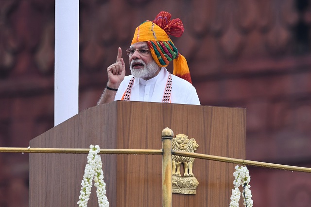 narendra modi delivers a speech to the nation during a ceremony to celebrate country 039 s 73rd independence day photo afp