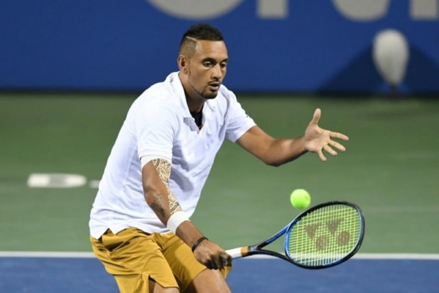 he had earlier been handed a time violation docked a point and was warned again after leaving the court without permission at the end of the second set after which he was seen to destroy two racquets in the corridor photo afp he had earlier been handed a time violation docked a point and was warned again after leaving the court without permission at the end of the second set after which he was seen to destroy two racquets in the corridor photo afp