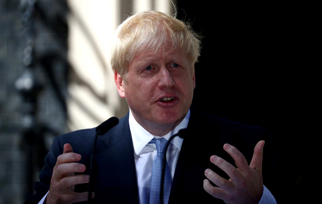 britain 039 s prime minister boris johnson delivers a speech outside downing street in london britain july 24 2019 photo reuters