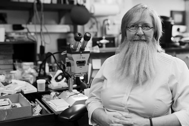 vertebrate paleontologist patricia holroyd in her lab in the ucmp photo courtesy bearded lady project