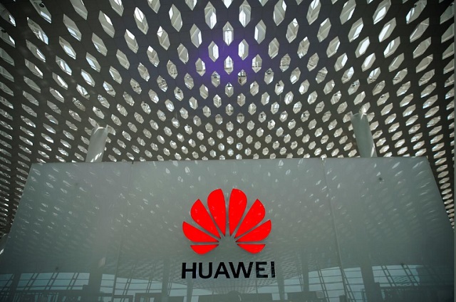 a huawei company logo is seen at the shenzhen international airport in shenzhen in shenzhen guangdong province china photo reuters