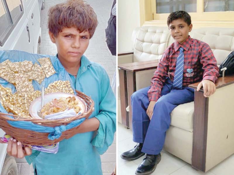 muhammad soomar attended his first day of school on monday he had been spending his evenings studying at the shahnawaz bhutto public library in larkana while selling candies and other items on the streets this past year photos express