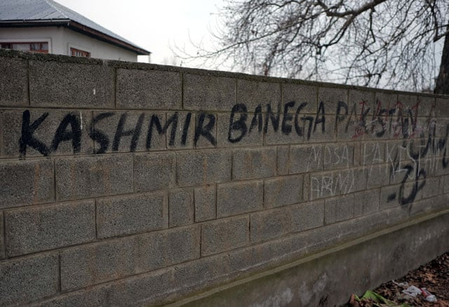 graffiti on a wall reading quot kashmir will become pakistan quot is pictured in pinglan village in occupied kashmir 039 s pulwama district march 23 2019 photo reuters graffiti on a wall reading quot kashmir will become pakistan quot is pictured in pinglan village in occupied kashmir 039 s pulwama district march 23 2019 photo reuters