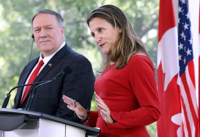 canada 039 s foreign minister chrystia freeland speaks during a news conference with us secretary of state mike pompeo in ottawa ontario canada august 22 2019 photo reuters canada 039 s foreign minister chrystia freeland speaks during a news conference with us secretary of state mike pompeo in ottawa ontario canada august 22 2019 photo reuters