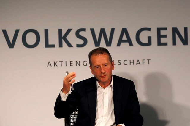 volkswagen ag ceo dr herbert diess speaks at a news conference in new york city new york us july 12 2019 photo reuters