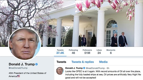 the masthead of us president donald trump 039 s twitter account photo reuters