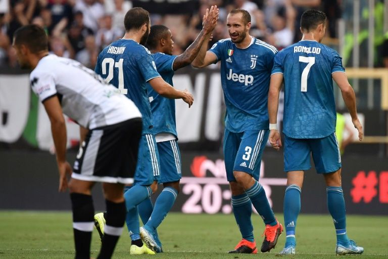chiellini made the difference early connecting with an alex sandro cross off a corner to fire in after 21 minutes at the ennio tardini stadium in emilia romagna photo afp