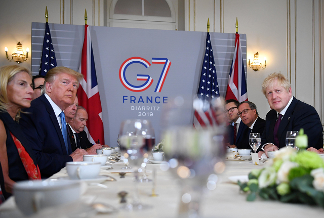 us president donald trump and britain 039 s prime minister boris johnson hold a bilateral meeting during the g7 summit in biarritz france august 25 2019 photo reuters