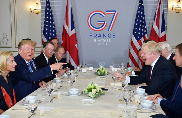 uk prime minister boris johnson and us president donald trump were on obviously friendly terms as they sat down for a working breakfast in the french resort of biarritz photo afp