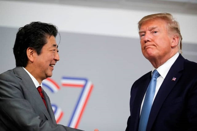 u s president donald trump and japan 039 s prime minister shinzo abe hold a bilateral meeting during the g7 summit in biarritz france august 25 2019 photo reuters u s president donald trump and japan 039 s prime minister shinzo abe hold a bilateral meeting during the g7 summit in biarritz france august 25 2019 photo reuters