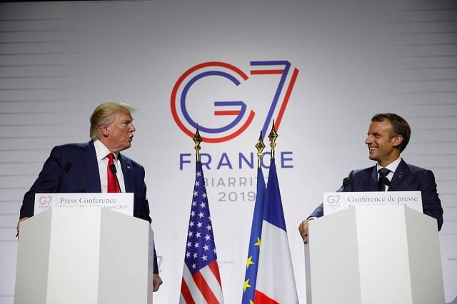 french president emmanuel macron and us president donald trump attend a joint press conference at the end of the g7 summit in biarritz france august 26 2019 photo reuters french president emmanuel macron and us president donald trump attend a joint press conference at the end of the g7 summit in biarritz france august 26 2019 photo reuters
