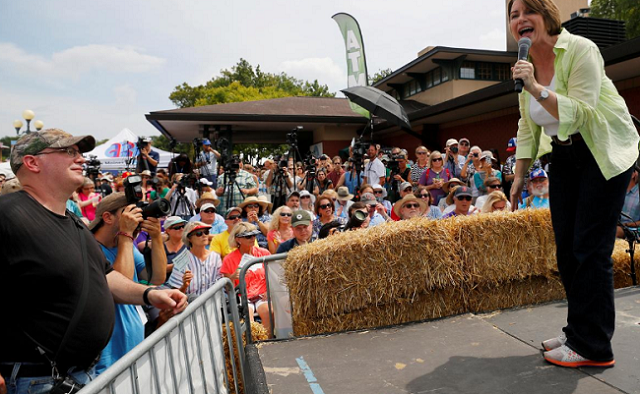 democratic us presidential candidate and us senator amy klobuchar d mn speaks at the iowa state fair in des moines iowa us photo reuters democratic us presidential candidate and us senator amy klobuchar d mn speaks at the iowa state fair in des moines iowa us photo reuters