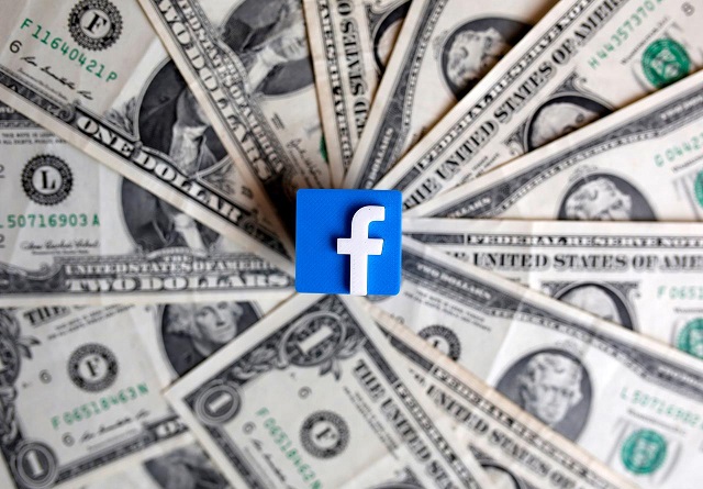 a 3 d printed facebook logo is seen on us dollar banknotes in this illustration picture june 18 2019 photo reuters