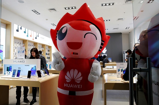a huawei mascot is seen in a huawei store in vina del mar chile july 14 2019 photo reuters