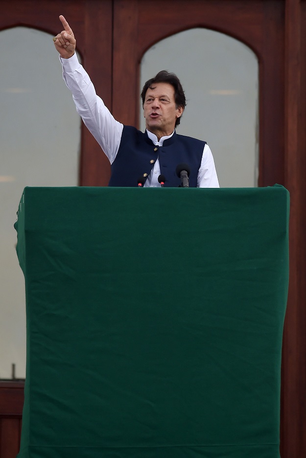 pm imran khan addresses crowd during kashmir hour photo afp