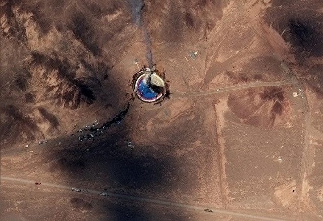 a satellite image shows what us officials say is the failed iranian rocket launch at the imam khomeini space center in northern iran august 29 2019 satellite image maxar photo reuters a satellite image shows what us officials say is the failed iranian rocket launch at the imam khomeini space center in northern iran august 29 2019 satellite image maxar photo reuters