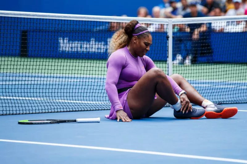 she called for a medical timeout at the next break and had the ankle heavily taped photo afp she called for a medical timeout at the next break and had the ankle heavily taped photo afp