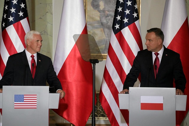 polish president andrzej duda and us vice president mike pence speak during a press conference in warsaw poland september 2 2019 photo reuters