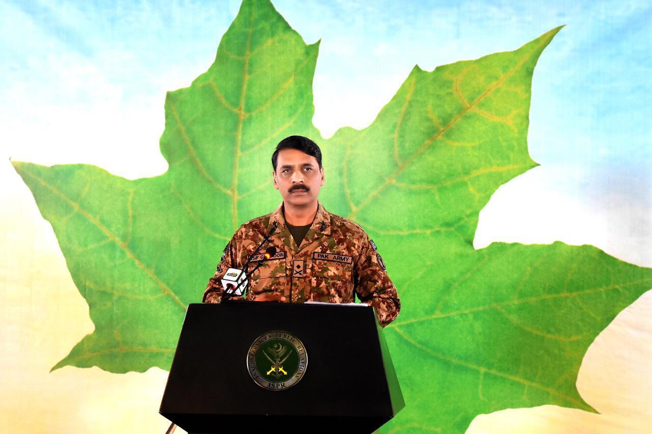 dg ispr major general asif ghafoor in a press conference in rawalpindi on wednesday photo ispr