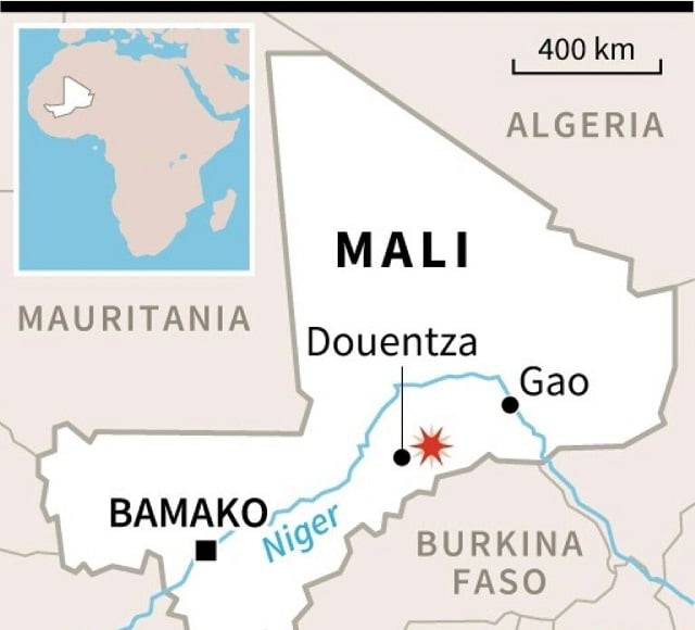 mali map showing site of the blast photo afp