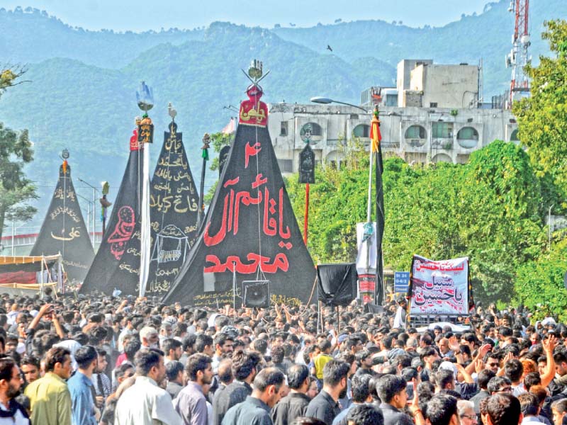 muharram 9 procession in sector g 6 photo zafar aslam express