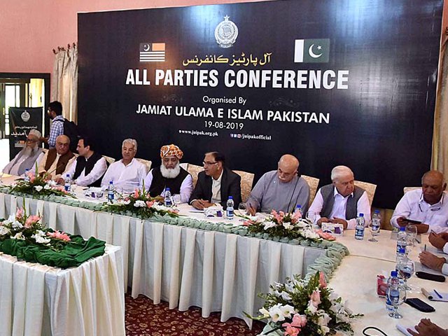 opposition parties attend apc hosted by jui f in islamabad on monday photo app