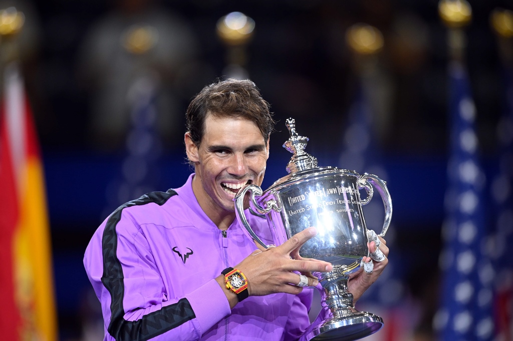 pushed to the limit nadal grabbed his 19th grand slam title and fourth us open crown after outlasting russian daniil medvedev 7 5 6 3 5 7 4 6 6 4 after four hours and 50 minutes at arthur ashe stadium photo afp