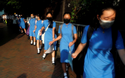 hong kong students take protest to schools with human chains hong kong students take protest to schools with human chains
