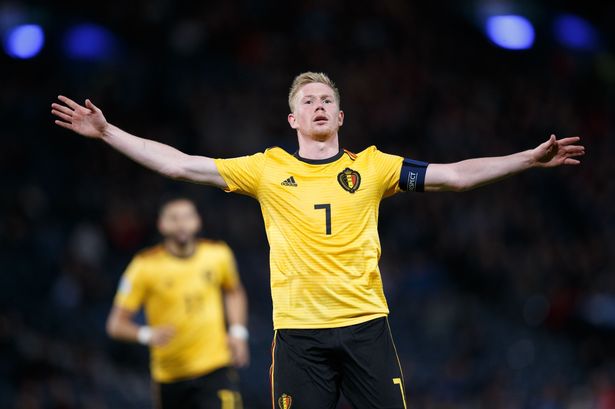de bruyne set up romelu lukaku thomas vermaelen and toby alderweireld to score inside the first 32 minutes before capping a brilliant individual display by rounding off the scoring photo afp