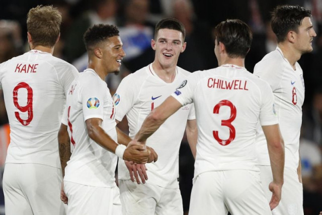 jadon sancho scored his first international goals and harry kane and raheem sterling were also on target as southgate 039 s men took their tally to 19 goals in four euro 2020 qualifiers photo afp jadon sancho scored his first international goals and harry kane and raheem sterling were also on target as southgate 039 s men took their tally to 19 goals in four euro 2020 qualifiers photo afp