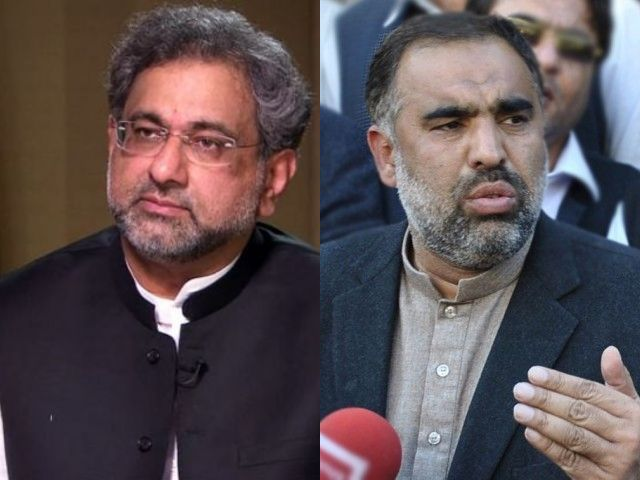 former prime minister shahid khaqan abbasi and asad qaiser photo file