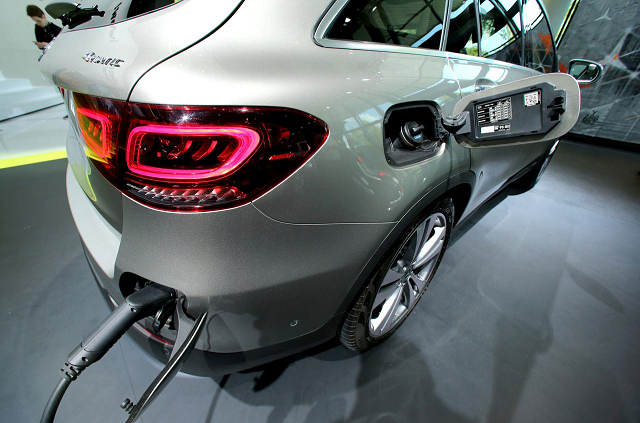 a mercedes benz glc 300 e 4matic gas pump nozzle and power connectors is pictured at the international frankfurt motor show iaa in frankfurt germany september 11 2019 photo reuters