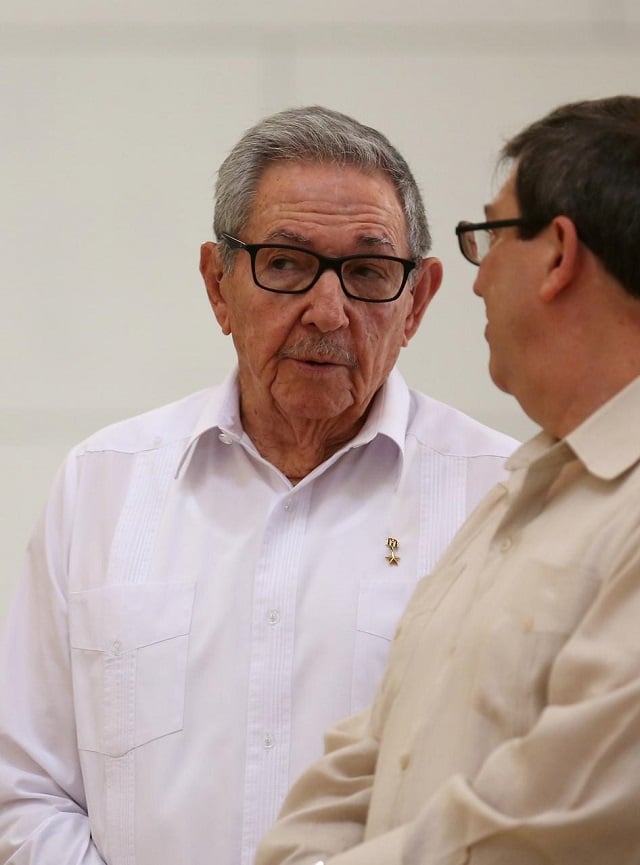 cuba 039 s first secretary of the communist party and former president raul castro l talks with cuba 039 s foreign minister bruno rodriguez during an event with russian foreign minister sergei lavrov not pictured at the capitol in havana cuba july 24 2019 photo reuters file