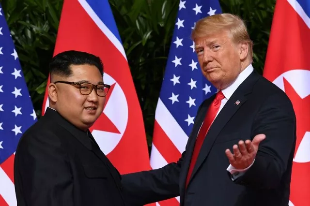 in this file photo taken on june 12 2018 us president donald trump r meets with north korea 039 s leader kim jong un l on sentosa island in singapore photo afp in this file photo taken on june 12 2018 us president donald trump r meets with north korea 039 s leader kim jong un l on sentosa island in singapore photo afp