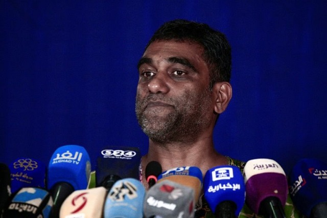 secretary general of amnesty international kumi naidoo speaks during a press conference in sudan 039 s capital khartoum on friday photo afp