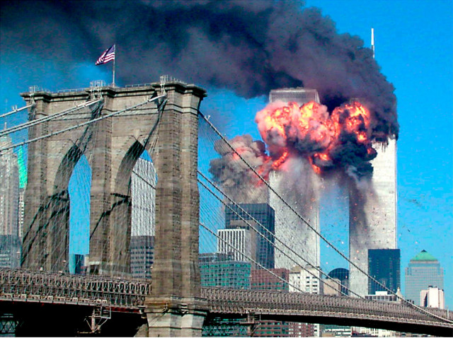 the second tower of the world trade center bursts into flames after being hit by a hijacked airplane in new york in this september 11 2001 file photograph al qaeda leader osama bin laden was killed in a firefight with u s forces in pakistan on may 1 2011 ending a nearly 10 year worldwide hunt for the mastermind of the sept 11 attacks the brooklyn bridge is seen in the foreground reuters sara k schwittek files united states tags politics civil unrest rtr2lvzb the second tower of the world trade center bursts into flames after being hit by a hijacked airplane in new york in this september 11 2001 file photograph al qaeda leader osama bin laden was killed in a firefight with u s forces in pakistan on may 1 2011 ending a nearly 10 year worldwide hunt for the mastermind of the sept 11 attacks the brooklyn bridge is seen in the foreground reuters sara k schwittek files united states tags politics civil unrest rtr2lvzb