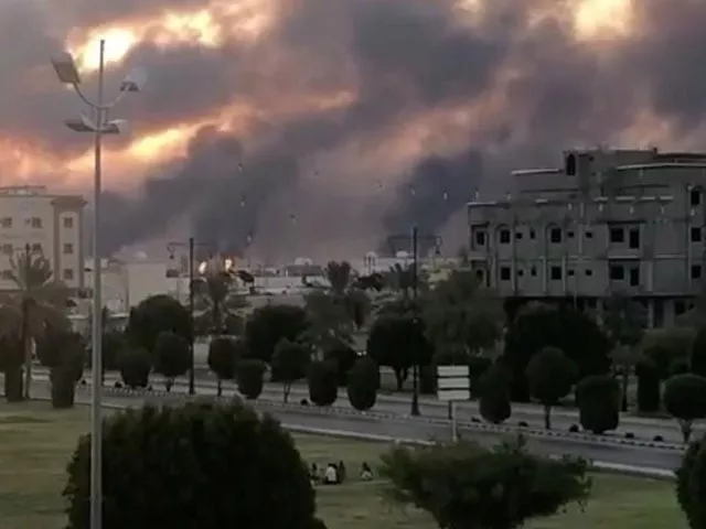smoke is seen following a fire at an aramco factory in abqaiq saudi arabia september 14 2019 in this picture obtained from social media photo reuters