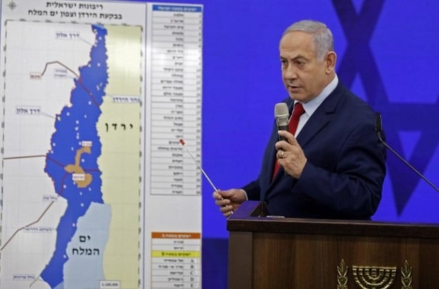 israeli prime minister benjamin netanyahu pledged on september 10 to annex the jordan valley in the occupied west bank if re elected in september 17 polls photo afp israeli prime minister benjamin netanyahu pledged on september 10 to annex the jordan valley in the occupied west bank if re elected in september 17 polls photo afp