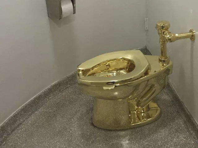 file photo of fully functioning solid gold toilet made by italian artist maurizio cattelan photo afp file file photo of fully functioning solid gold toilet made by italian artist maurizio cattelan photo afp file