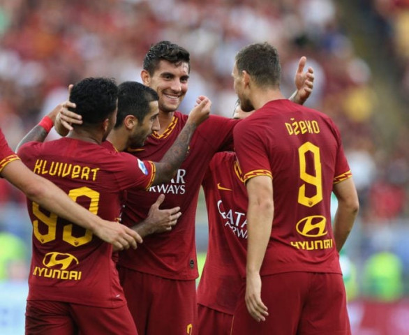 roma are just behind in eighth after new coach paulo fonseca got his first win a 4 2 defeat of sassuolo for the capital side photo afp