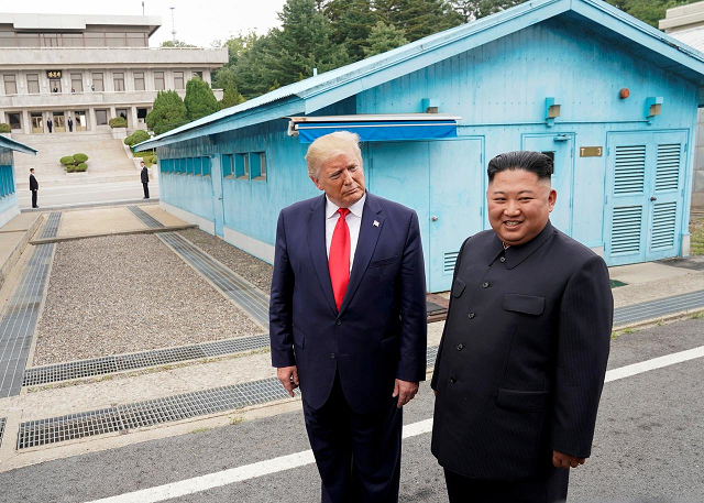 us president donald trump meets with north korean leader kim jong un at the demilitarised zone separating the two koreas in panmunjom south korea june 30 2019 photo reuters