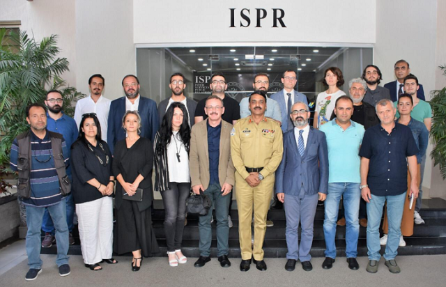 dg ispr maj gen asif ghafoor with a group of turkish journalists at the military media wing 039 s headquarters in rawalpindi on september 16 photo ispr