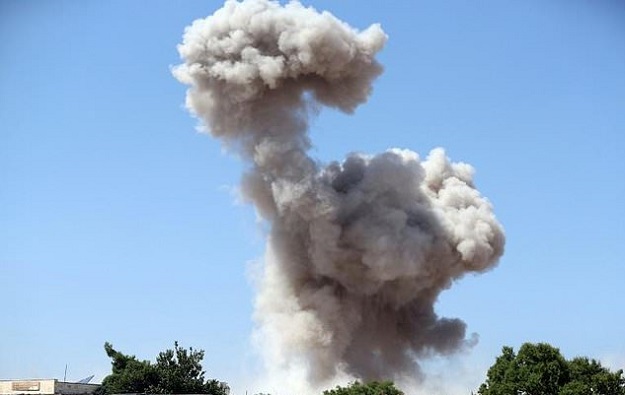 smoke billows into the sky following a reported regime air strike on the eastern outskirts of maaret al numan in syria 039 s northwestern province of idlib on august 24 2019 photo afp