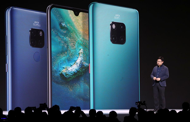 richard yu ceo of huawei 039 s consumer business group launches the mate 30 smartphone range at the convention center in munich germany september 19 2019 photo reuters