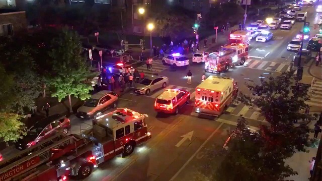 rescue vehicles are seen following a shooting in washington dc on september 19 2019 in this picture obtained from social media photo chris g collison reuters